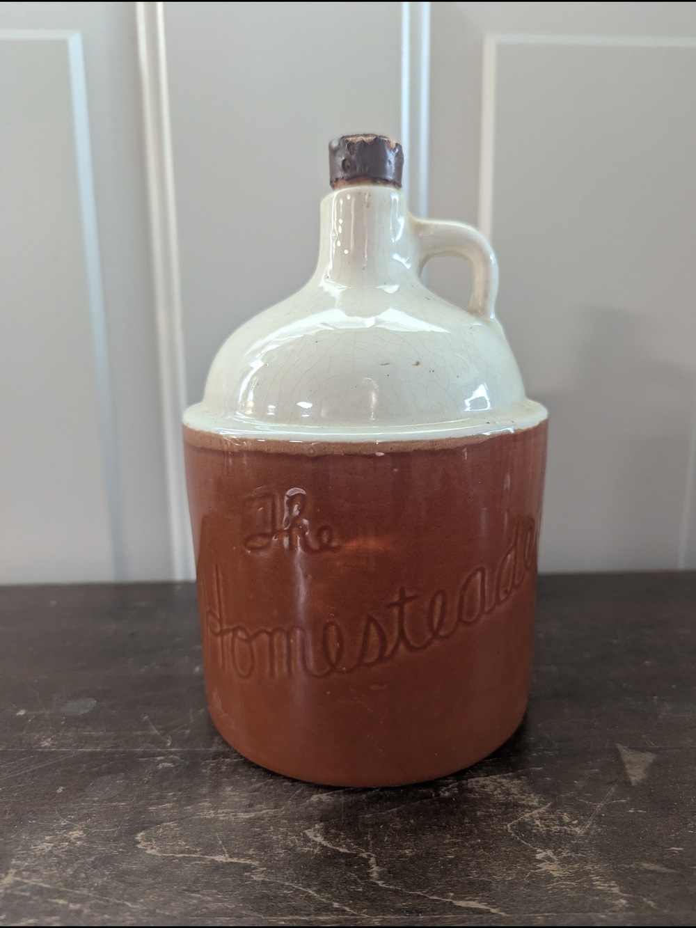 Antique Crock - Brown and Cream
